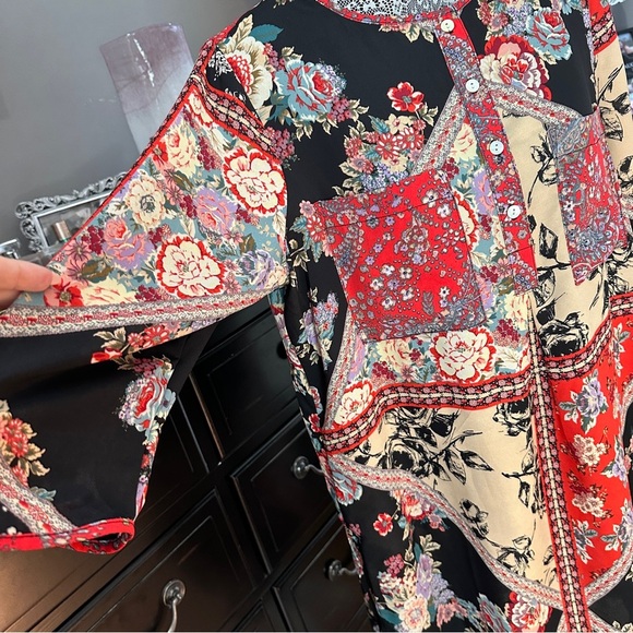 Anthropologie Fig and Flower Boho Floral Patchwork Tunic Dress Size L - Picture 5 of 16